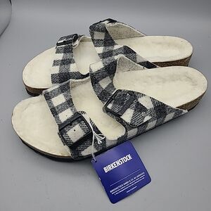 Birkenstock Arizona  Genuine Shearling Lined Sandal Plaid EU 43 US Mens 10 New